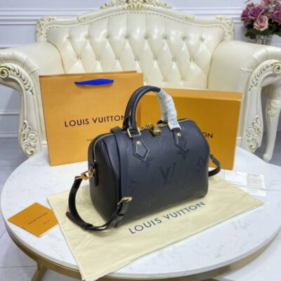 Replica Louis Vuitton Monogram Empreinte Speedy Bandouliere 25 Black